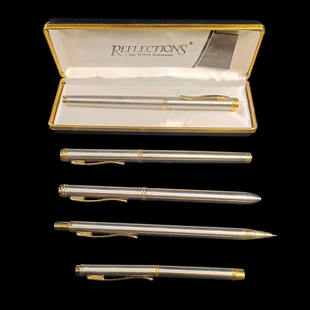 Vtg Writing Pen Lot 5 Fountain, Ballpoint, Mechanical Pencil, Roller Ball + Mini